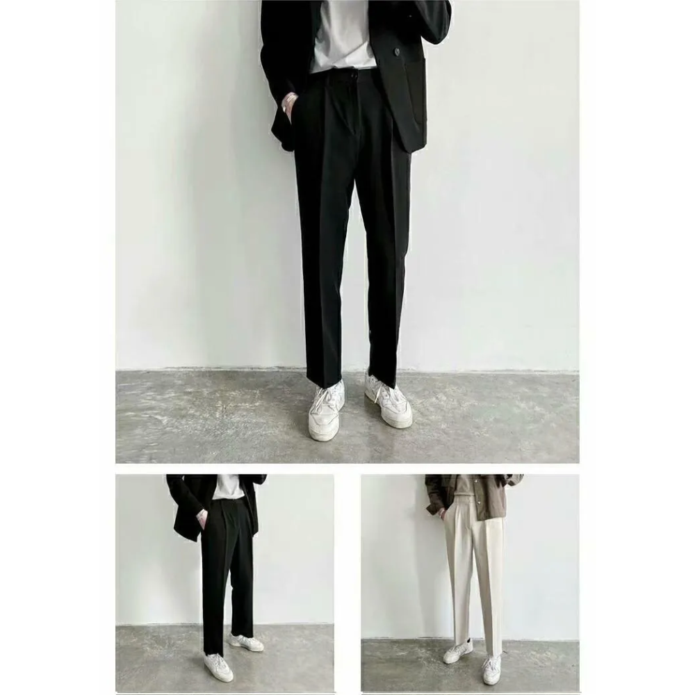 【黃道宙域】男生長褲 純色 素色長褲 西裝褲 直筒褲 休閒褲 商務長褲修身長褲 韓版 修長-細節圖7