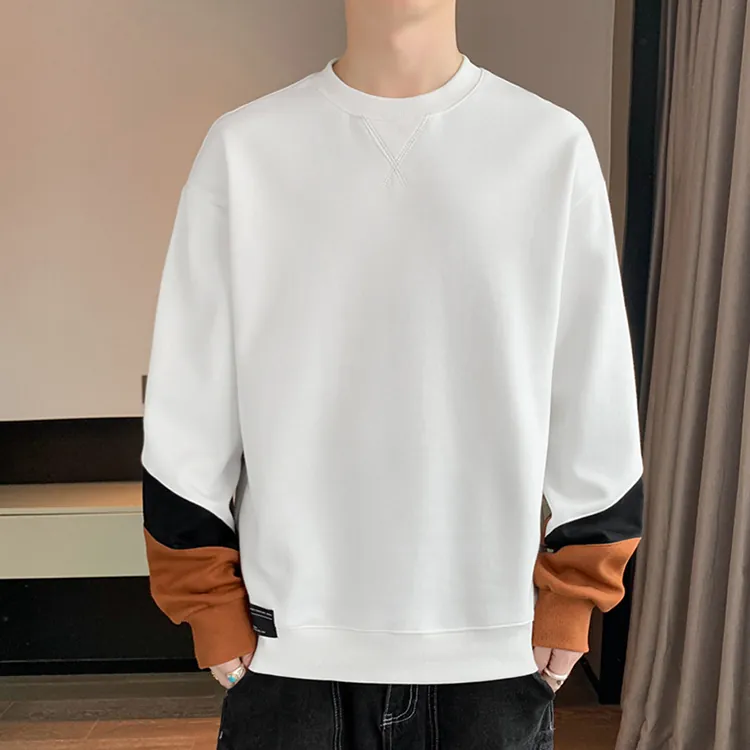 【黃道宙域】男生長袖 拚色上衣 T恤 長袖上衣 男生上衣 拚解風格 休閒長袖 衛衣 寬鬆上衣 加大尺碼 大學T-細節圖4