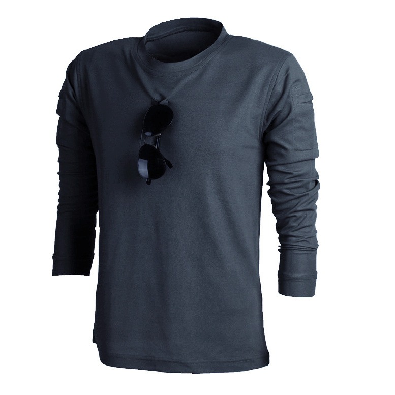 【黃道宙域】長袖上衣 男生上衣 休閒T恤 男裝 寬鬆 大尺碼 戰術上衣 長袖彈力 吸汗 速乾 機能上衣 戶外 T恤 男士-細節圖2