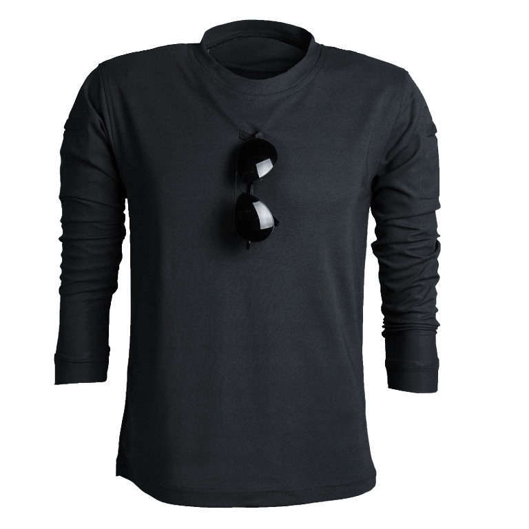 【黃道宙域】長袖上衣 男生上衣 休閒T恤 男裝 寬鬆 大尺碼 戰術上衣 長袖彈力 吸汗 速乾 機能上衣 戶外 T恤 男士-細節圖4