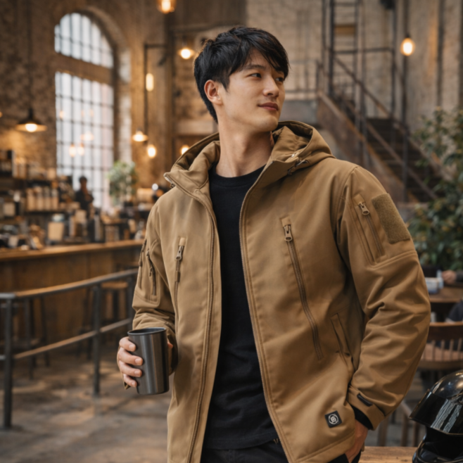 【ROWAN】戰術級機能防潑水連帽外套｜城市戶外工裝風 軟殼 衝鋒衣 軍事迷 防風防雨 機能 裝備 保暖 迷彩 服飾-細節圖4