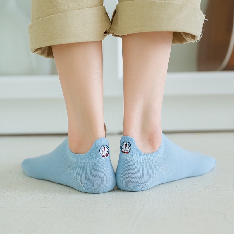 日系 個性機器貓 刺繡船襪10入-細節圖2