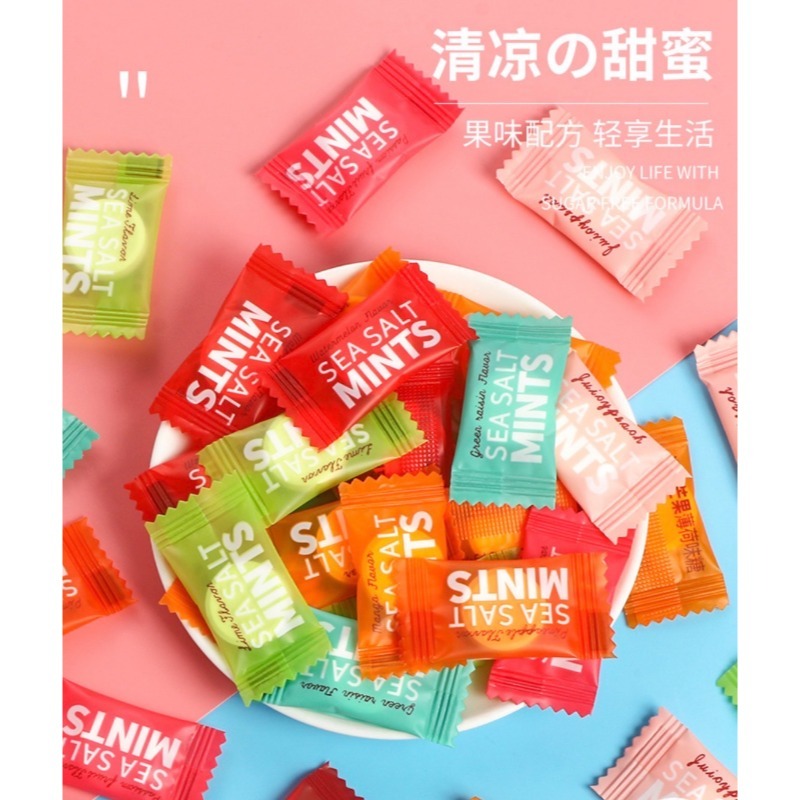 【Qmoney】清新舒暢 海鹽薄荷糖100g-細節圖2