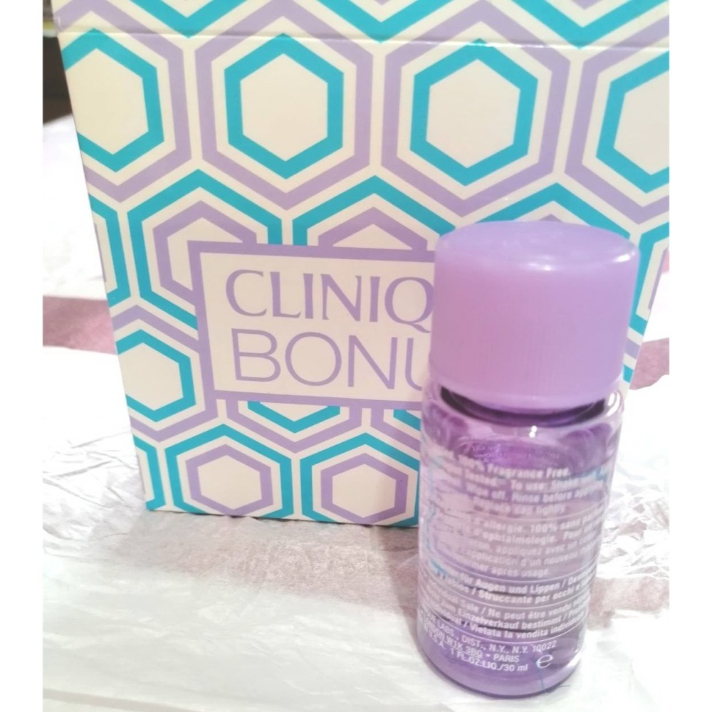 CLINIQUE 倩碧 正品 紫晶唇眸淨妝露 眼唇卸妝液 30ML(無盒版)抗敏 卸眼妝 假睫毛 輕鬆搞定-細節圖4