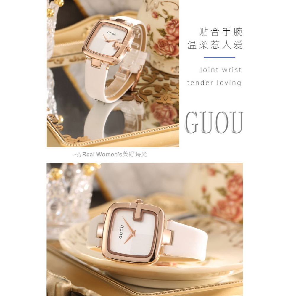 香港 GUOU 時尚名媛 方形錶  淑女錶-細節圖5