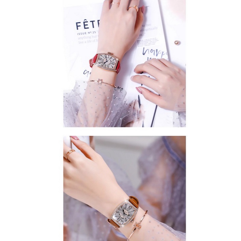 香港 GUOU 滿天星 大酒桶 晶鑽  高雅大氣 穿搭時尚 淑女錶 腕錶 手錶-細節圖6