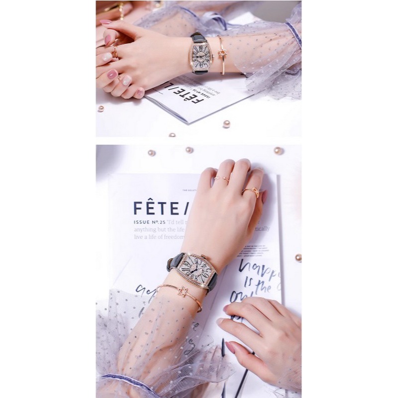 香港 GUOU 滿天星 大酒桶 晶鑽  高雅大氣 穿搭時尚 淑女錶 腕錶 手錶-細節圖11