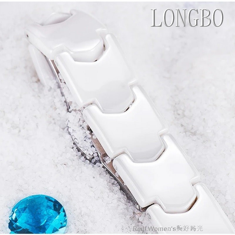 韓版 LONGBO 晶鑽 蓮花錶  陶瓷錶 淑女錶 腕錶 精品手錶(雙色可選)-細節圖8