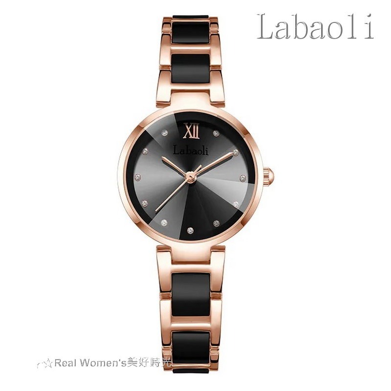 奧地利精品 Labaoli娜寶麗 簡約優雅 淑媛錶 晶鑽刻度 稜形切割折射鏡面 時尚女錶 陶瓷錶-細節圖4