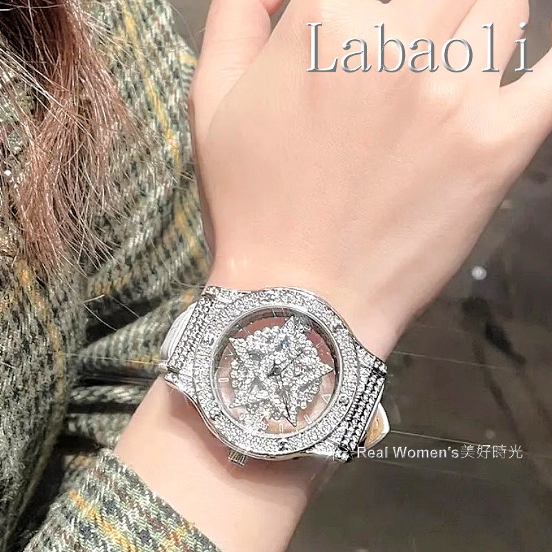 奧地利精品 Labaoli娜寶麗 星光閃耀 時來運轉 晶鑽錶 轉動式面盤 時尚名媛女錶-細節圖5
