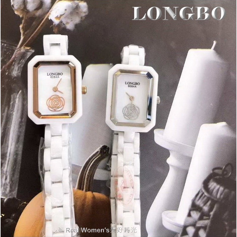 小香風 LONGBO 山茶花 陶瓷錶  長方形錶面 高貴優雅 時尚經典永不退流行 淑女錶-細節圖2