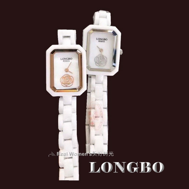 小香風 LONGBO 山茶花 陶瓷錶  長方形錶面 高貴優雅 時尚經典永不退流行 淑女錶-細節圖4