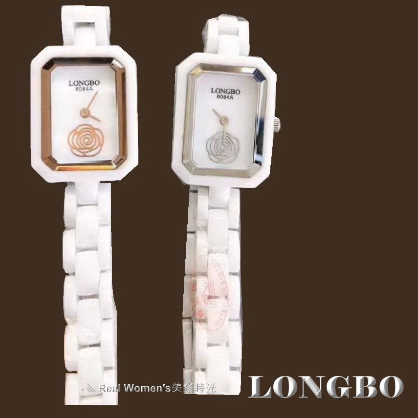 小香風 LONGBO 山茶花 陶瓷錶  長方形錶面 高貴優雅 時尚經典永不退流行 淑女錶-細節圖5