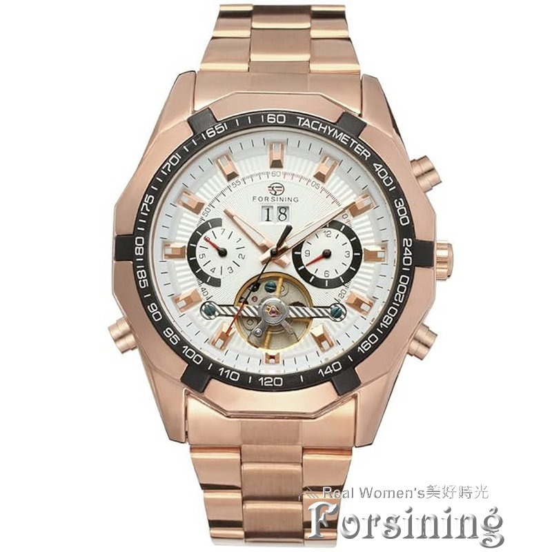 FORSINING 正品雜誌款  多功能 日期/月分/星期 自動機械錶 鏤空底蓋 紳士型男腕錶-細節圖9