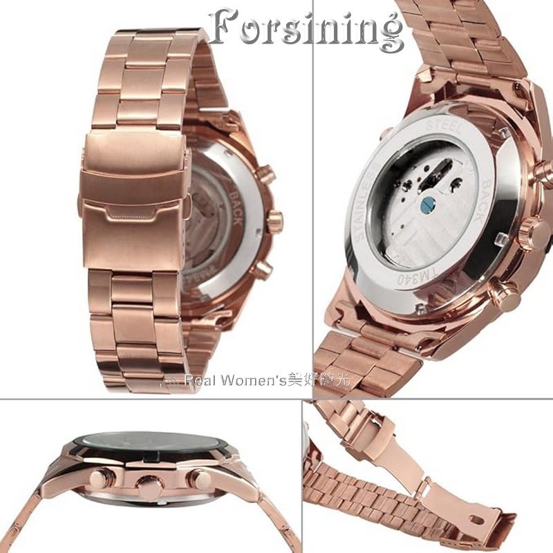 FORSINING 正品雜誌款  多功能 日期/月分/星期 自動機械錶 鏤空底蓋 紳士型男腕錶-細節圖11