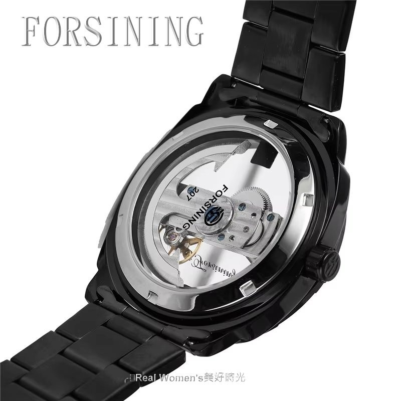 FORSINING 正品雜誌款 單橋 自動上鍊 機械錶 雙透明鏤空底蓋 雅痞紳士 型男腕錶-細節圖6
