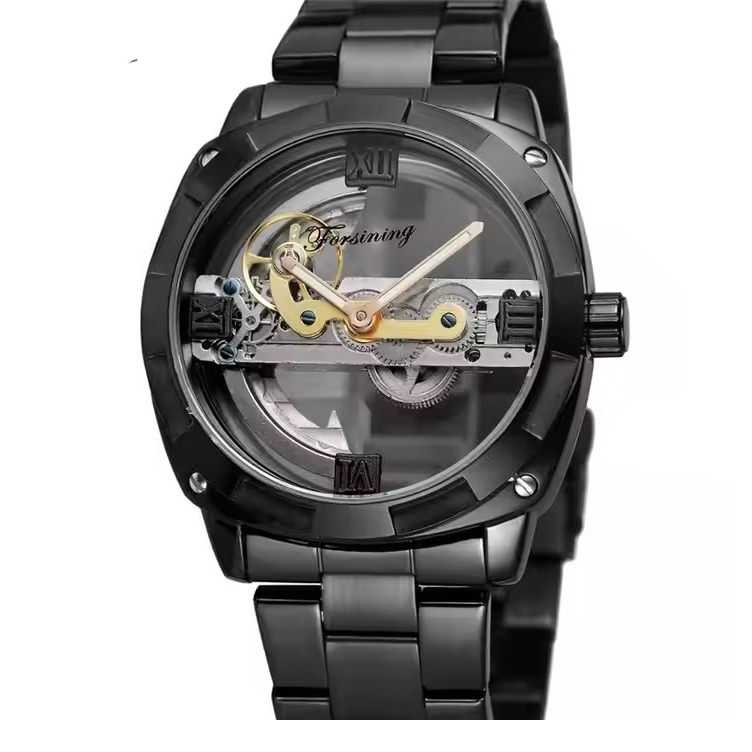 FORSINING 正品雜誌款 單橋 自動上鍊 機械錶 雙透明鏤空底蓋 雅痞紳士 型男腕錶-細節圖9