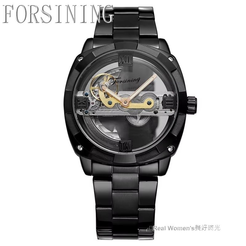 FORSINING 正品雜誌款 單橋 自動上鍊 機械錶 雙透明鏤空底蓋 雅痞紳士 型男腕錶-規格圖9