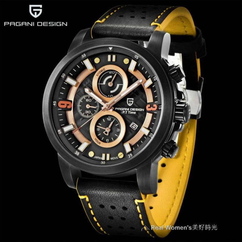義大利 PAGANI DESIGN 帕加尼設計 賽車款 男士多功能時尚運動手錶  日期開窗 三眼 型男手錶-細節圖4