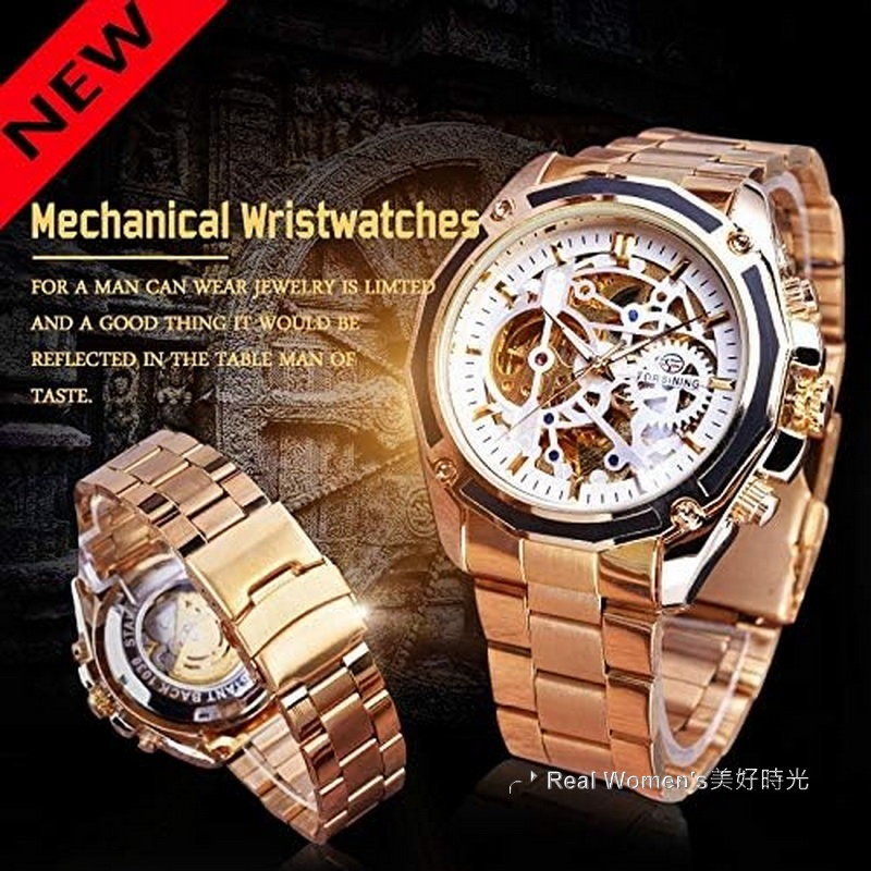 FORSINING 不鏽鋼 前後透明鏤空面盤 12邊形錶框 自動上鏈 型男新貴 機械錶 男錶-細節圖2