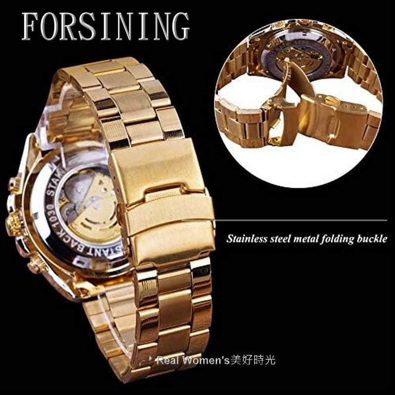 FORSINING 不鏽鋼 前後透明鏤空面盤 12邊形錶框 自動上鏈 型男新貴 機械錶 男錶-細節圖6