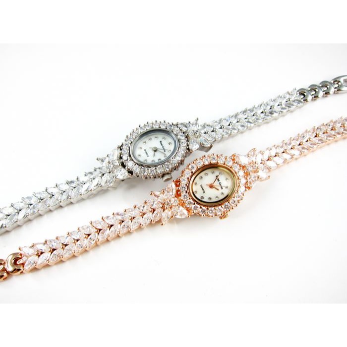 Royal Crown 皇匠 風華絕代施華洛世奇晶鑽鑲嵌 高貴名媛氣質 淑女錶 手鍊錶(珍珠母貝面盤.蝴蝶爪鑲)-細節圖7