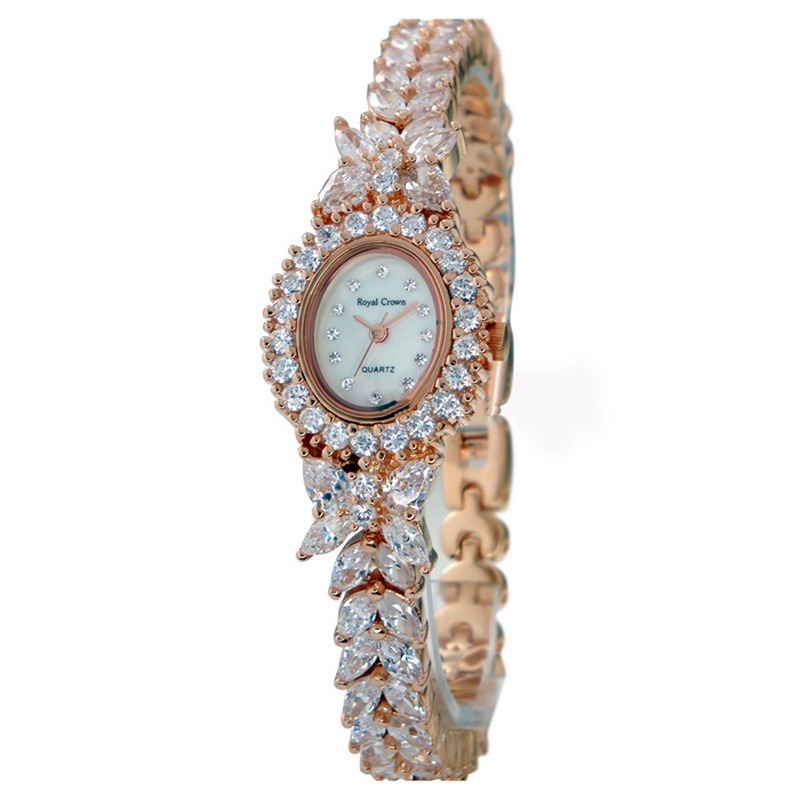 Royal Crown 皇匠 風華絕代施華洛世奇晶鑽鑲嵌 高貴名媛氣質 淑女錶 手鍊錶(珍珠母貝面盤.蝴蝶爪鑲)-規格圖7