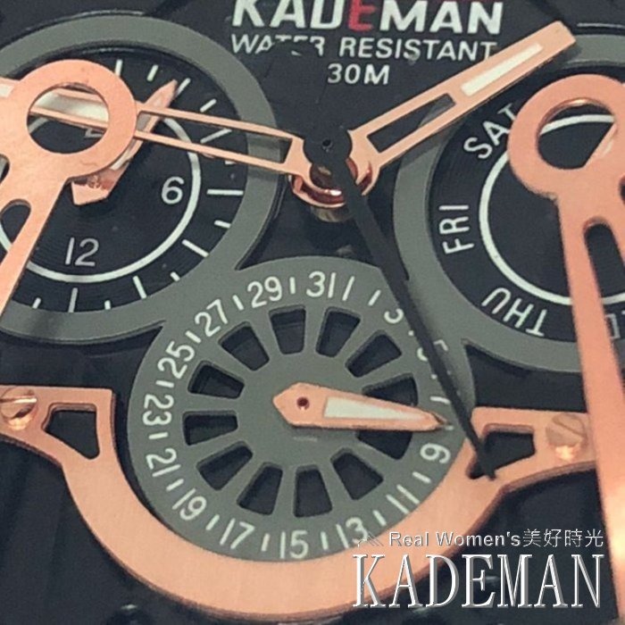 KADEMAN 多功能計時腕錶 真三眼 星期.日期 防水 商務.運動.服飾搭配 型男紳士手錶 男錶-細節圖4