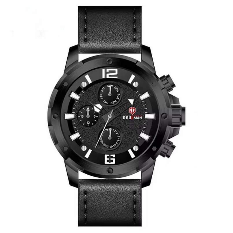 KADEMAN 多功能計時 菁英腕錶 三眼日期.星期.24HR時區 防水 商務.運動.休閒百搭 型男品味 男手錶 男錶-規格圖11