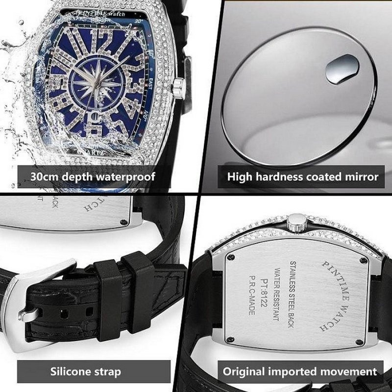 PINTIME 耀眼星芒 晶鑽錶 法蘭克穆勒酒桶型 玫瑰金大錶盤 中性錶 男錶 女錶 男女對錶-細節圖8