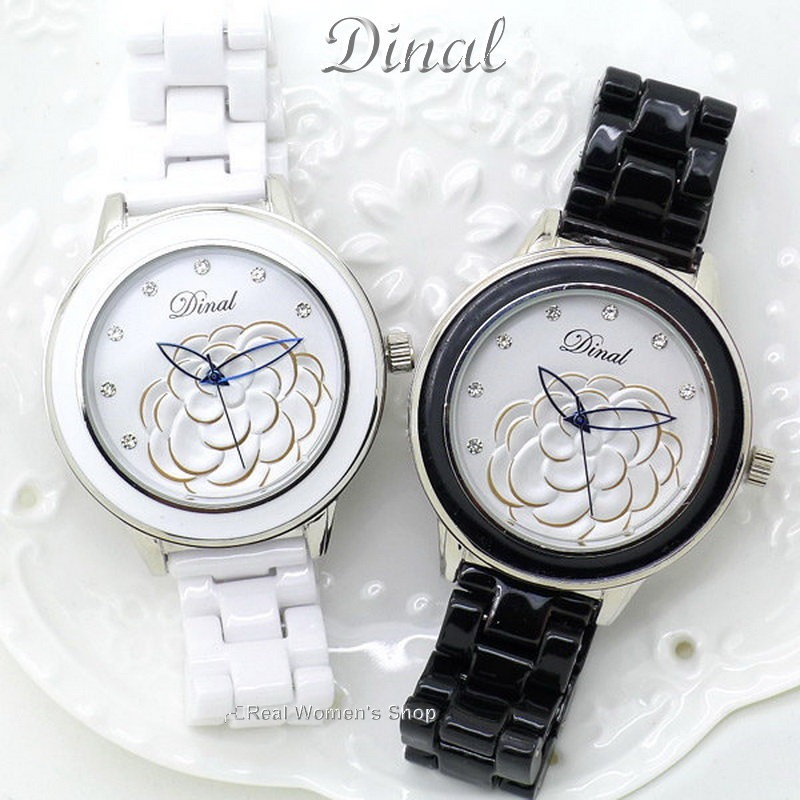 DINAL 山茶花 陶瓷錶 小香風時尚優雅 氣質女錶 男錶 男女對錶-細節圖4