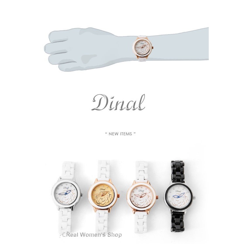 DINAL 山茶花 陶瓷錶 小香風時尚優雅 氣質女錶 男錶 男女對錶-細節圖8