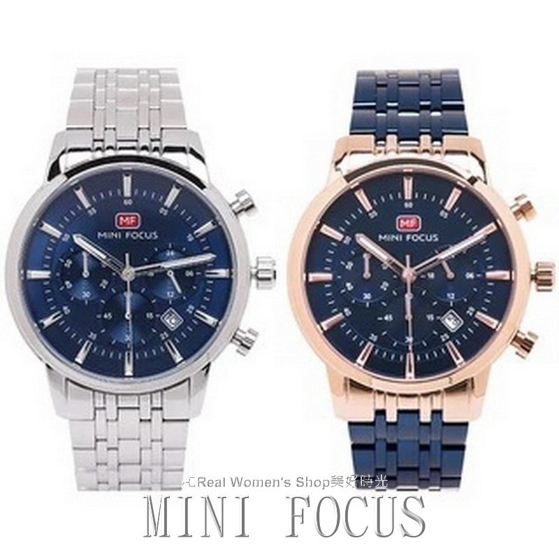 MINI FOCUS  三眼可動 日期顯示 多功能計時  不鏽鋼帶 魅惑型男錶 時尚百搭-細節圖6