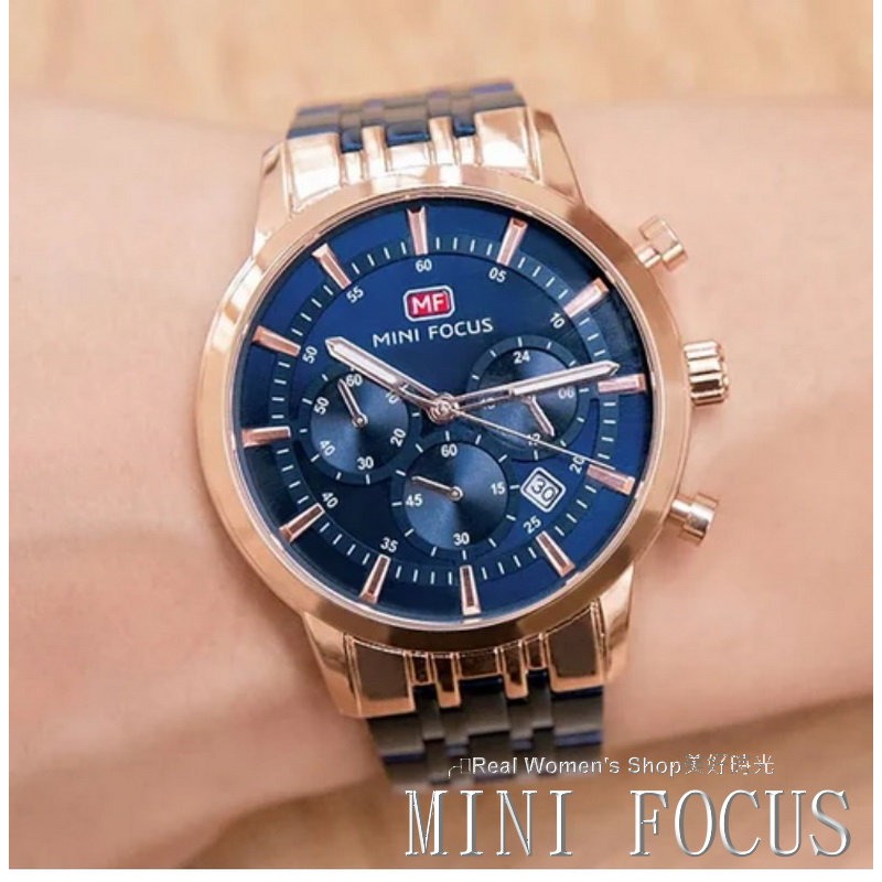 MINI FOCUS  三眼可動 日期顯示 多功能計時  不鏽鋼帶 魅惑型男錶 時尚百搭-細節圖8