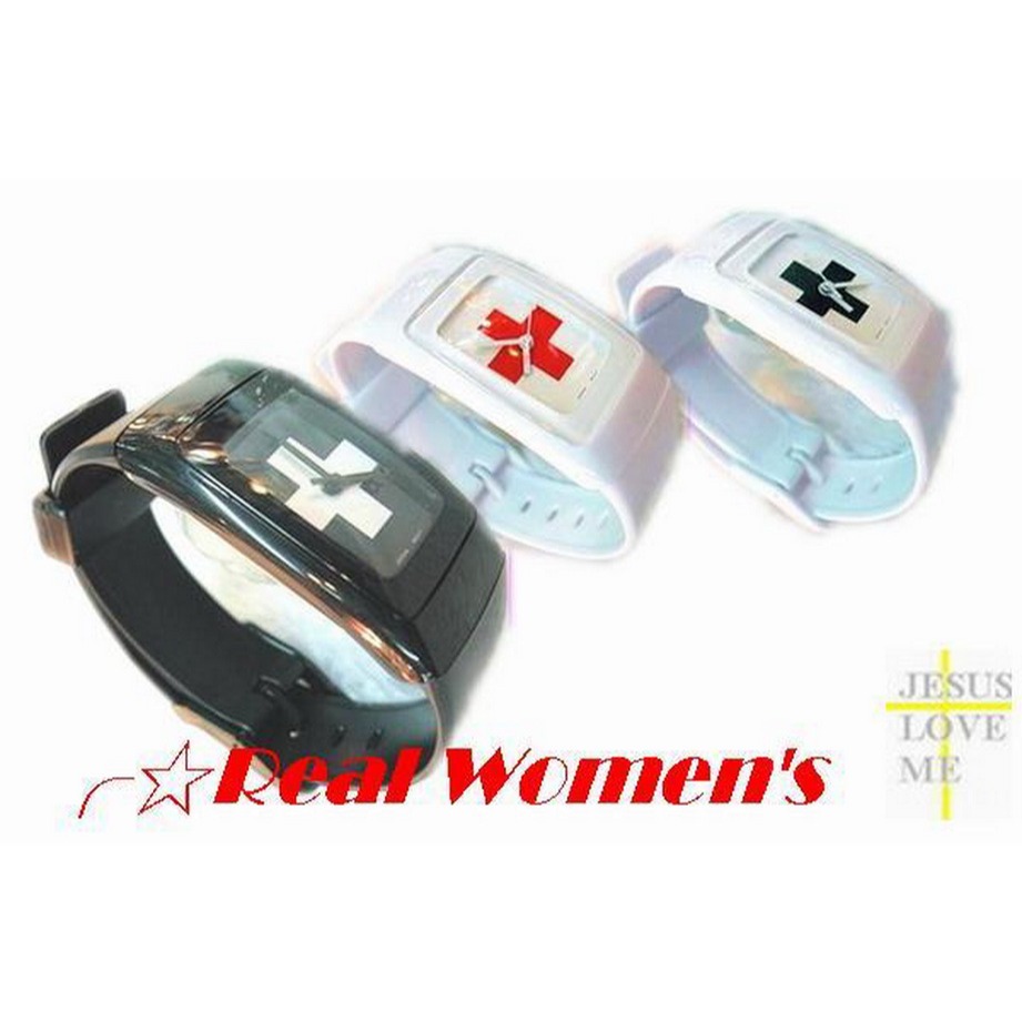 超薄 十字架錶 類SWATCH款風格造型 白底紅十字 防水抗臭耐汗 矽膠錶帶 男錶 女錶 運動錶-細節圖2