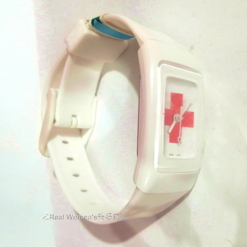 超薄 十字架錶 類SWATCH款風格造型 白底紅十字 防水抗臭耐汗 矽膠錶帶 男錶 女錶 運動錶-細節圖4
