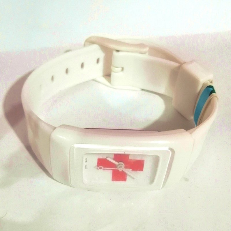 超薄 十字架錶 類SWATCH款風格造型 白底紅十字 防水抗臭耐汗 矽膠錶帶 男錶 女錶 運動錶-細節圖6