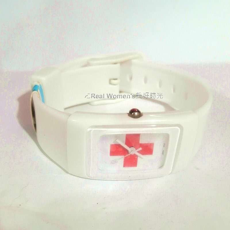 超薄 十字架錶 類SWATCH款風格造型 白底紅十字 防水抗臭耐汗 矽膠錶帶 男錶 女錶 運動錶-細節圖7
