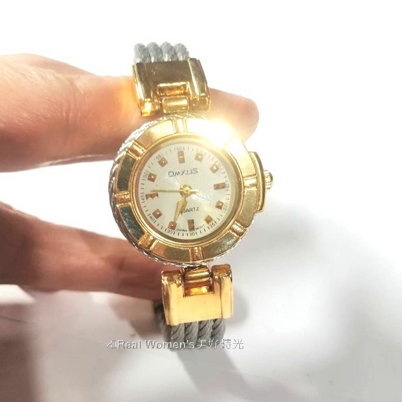 OMXUS 名媛淑女錶(夏利豪款型羅馬鋼索鍊帶) 金銀相間 銀刻 數字 多款可選 時尚百搭 女錶-細節圖2