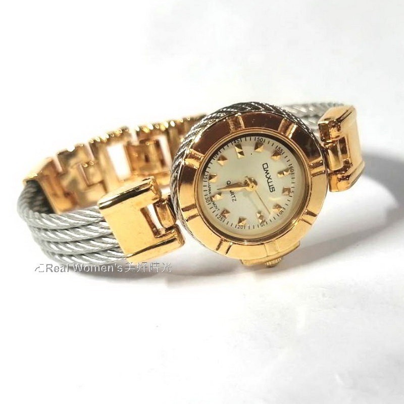 OMXUS 名媛淑女錶(夏利豪款型羅馬鋼索鍊帶) 金銀相間 銀刻 數字 多款可選 時尚百搭 女錶-細節圖5