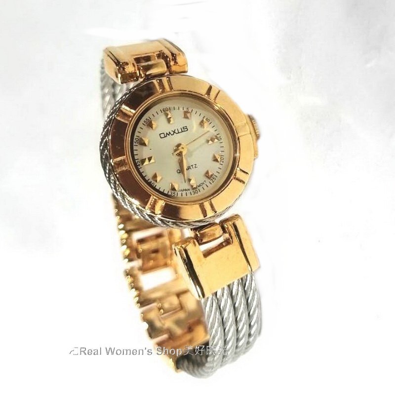 OMXUS 名媛淑女錶(夏利豪款型羅馬鋼索鍊帶) 金銀相間 銀刻 數字 多款可選 時尚百搭 女錶-細節圖6