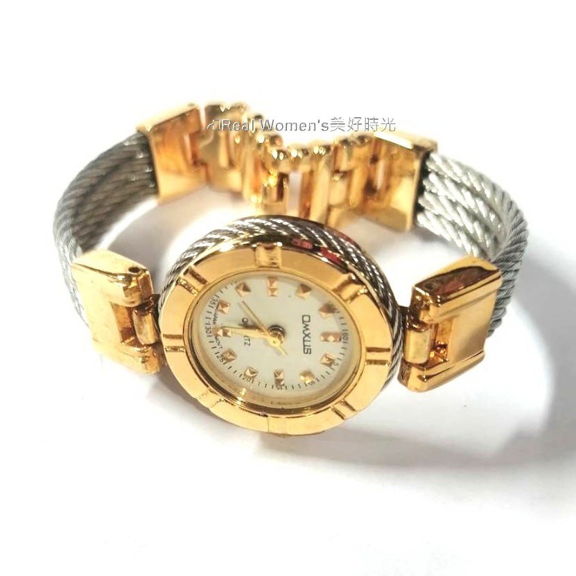 OMXUS 名媛淑女錶(夏利豪款型羅馬鋼索鍊帶) 金銀相間 銀刻 數字 多款可選 時尚百搭 女錶-細節圖7