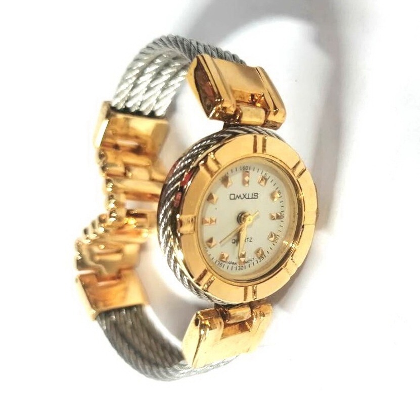 OMXUS 名媛淑女錶(夏利豪款型羅馬鋼索鍊帶) 金銀相間 銀刻 數字 多款可選 時尚百搭 女錶-細節圖8