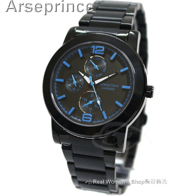 Arseprince 亞瑟王子 藍寶石水晶鏡面 夜行迷幻精密三眼中性錶 男錶.女錶皆適用 雙色可選-細節圖3