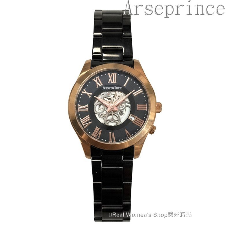 Arseprince 亞瑟王子 機械鏤空面盤 玫瑰金黑 藍寶石水晶鏡面 日期顯示  中性錶 男錶.女錶皆適用-細節圖2