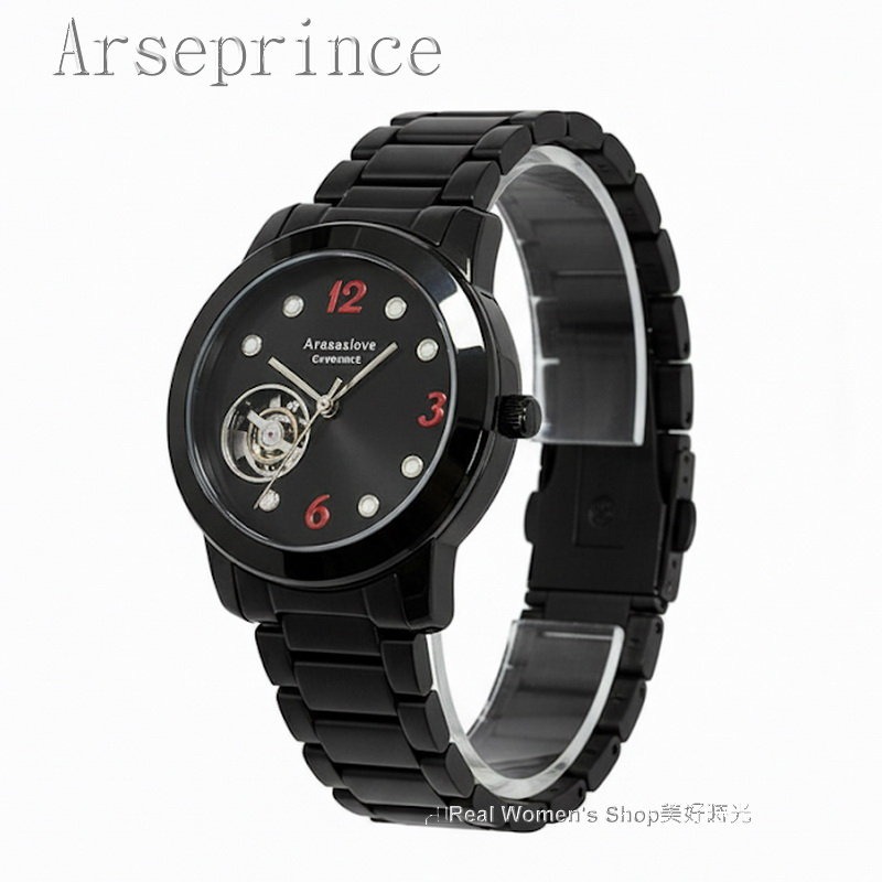 Arseprince 亞瑟王子 黑騎士機械鏤空面盤  藍寶石水晶鏡面  不鏽鋼帶 中性錶 男錶.女錶皆適用-細節圖2