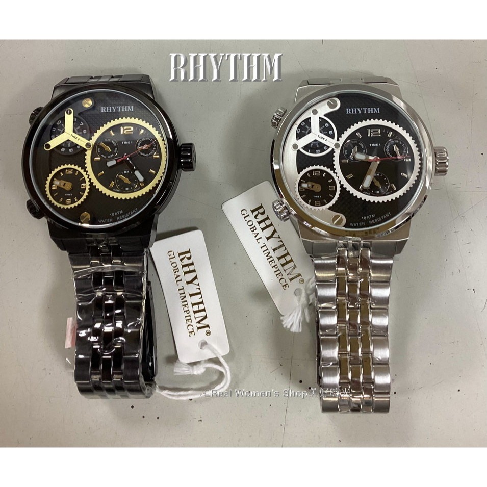 日本精品 RHYTHM 麗聲 三地時區多功能錶 日期/星期顯示 商務休閒多用途 時尚潮男錶-細節圖6
