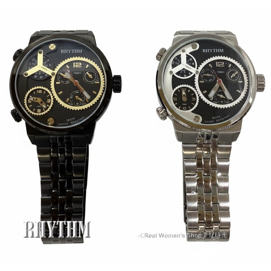 日本精品 RHYTHM 麗聲 三地時區多功能錶 日期/星期顯示 商務休閒多用途 時尚潮男錶-細節圖7