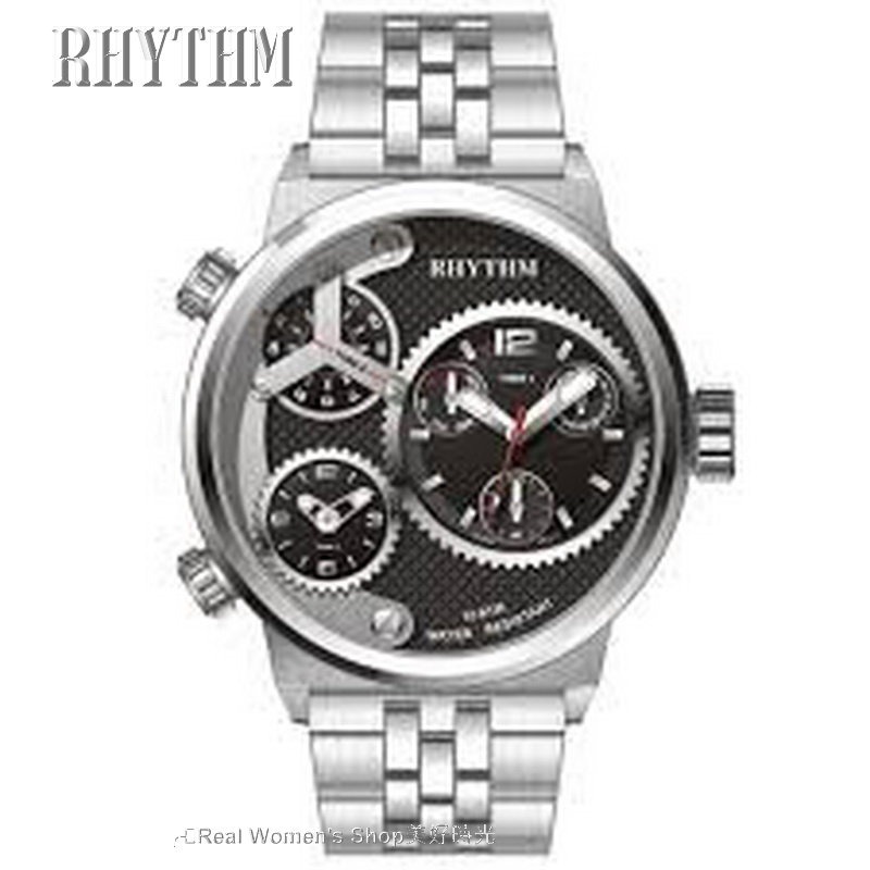 日本精品 RHYTHM 麗聲 三地時區多功能錶 日期/星期顯示 商務休閒多用途 時尚潮男錶-規格圖9