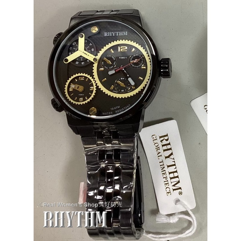 日本精品 RHYTHM 麗聲 三地時區多功能錶 日期/星期顯示 商務休閒多用途 時尚潮男錶-規格圖9